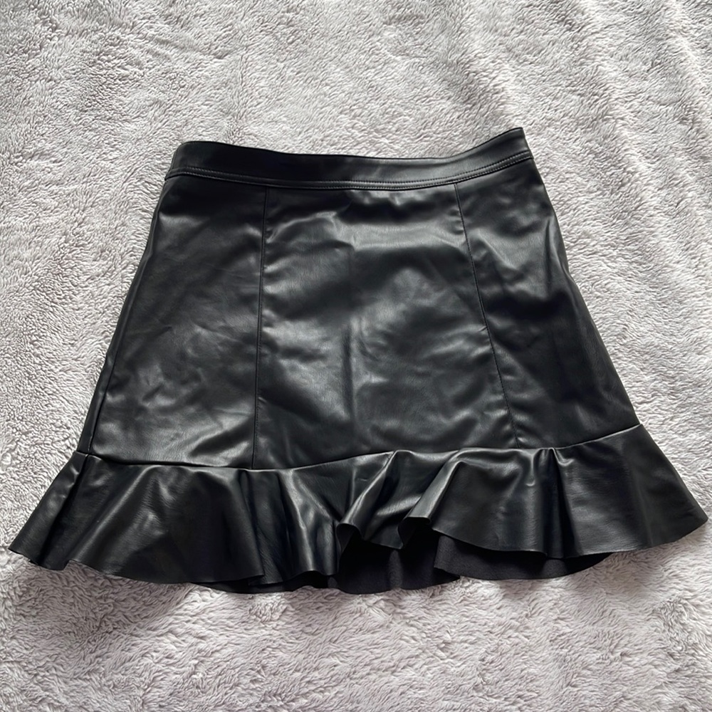 Black Faux Leather Mini Skirt H&M